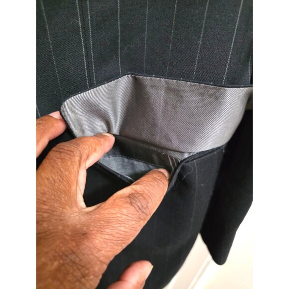 Oscar De La Renta Double-Breasted Pinstripe Suit Jacket Men's Black 41R Classic - Picture 5 of 9